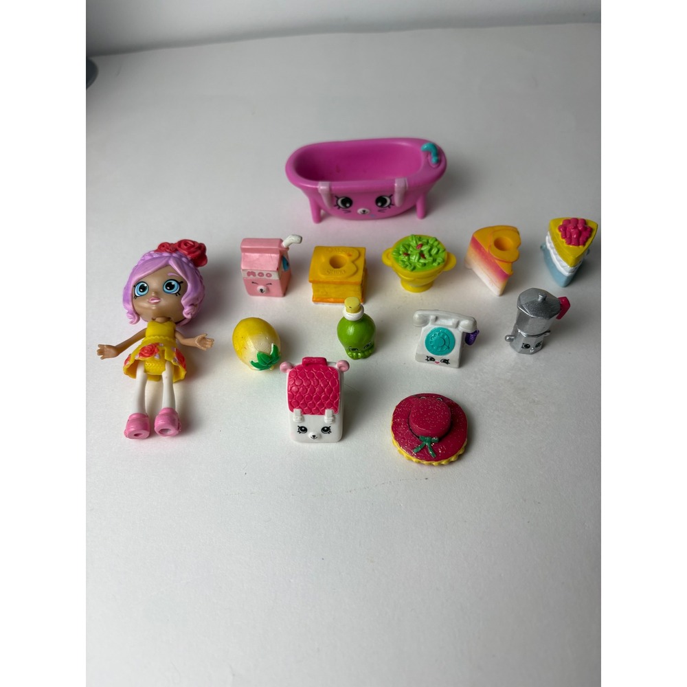 Shopkins Mini Figures Lot Doll Bath‎ Tub Food Accessories Toy Play Set